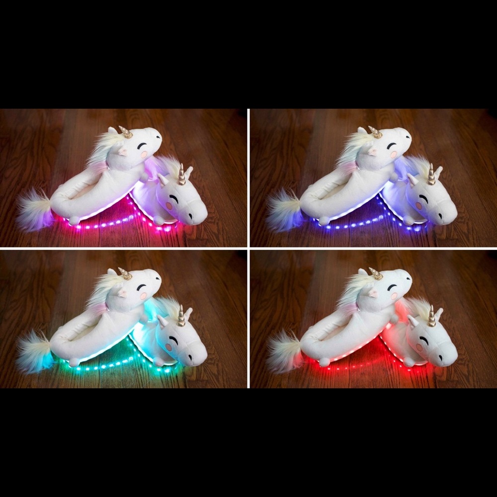 COPY - Unicorn Womens Light Up Plush Slippers with Remote